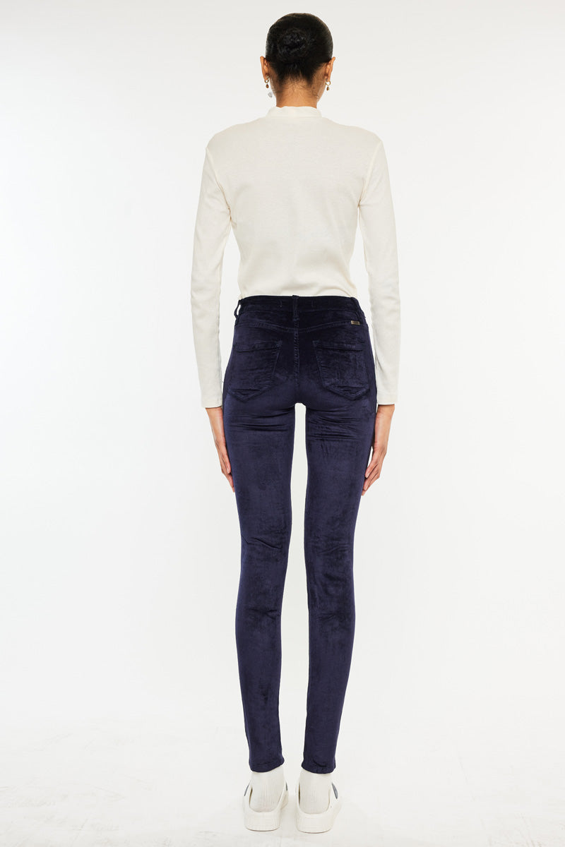 Ginny Mid Rise Velvet Ankle Skinny Pants – Kancan USA