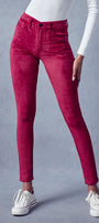 Ginny Mid Rise Velvet Ankle Skinny Pants - Official Kancan USA