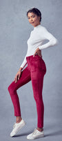 Ginny Mid Rise Velvet Ankle Skinny Pants - Official Kancan USA