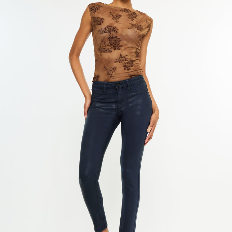 Mellie High Rise Coated Skinny Jeans - Official Kancan USA