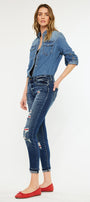 Coco Mid Rise Patched Ankle Skinny Jeans - Official Kancan USA