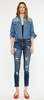 Coco Mid Rise Patched Ankle Skinny Jeans - Official Kancan USA