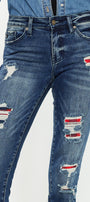 Coco Mid Rise Patched Ankle Skinny Jeans - Official Kancan USA