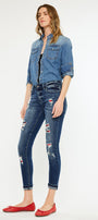 Coco Mid Rise Patched Ankle Skinny Jeans - Official Kancan USA
