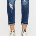 Coco Mid Rise Patched Ankle Skinny Jeans - Official Kancan USA