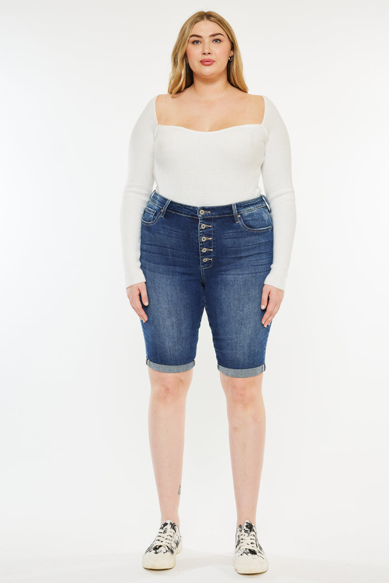 Tatiana High Rise Bermuda Shorts (Plus Size) Official Kancan USA