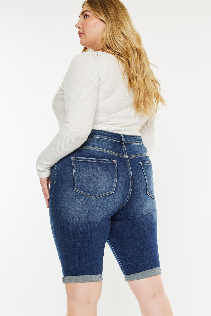 Bermuda en maille seersucker Bleu foncé Bermuda en maille seersucker Bleu foncé