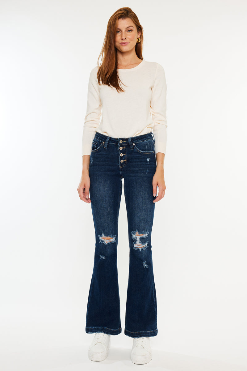 Jaden Mid Rise Flare (Petite) – Kancan USA