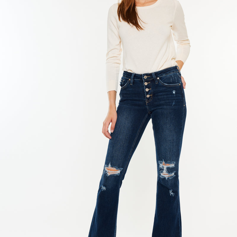 Jaden Mid Rise Flare Jeans (Petite) - Official Kancan USA