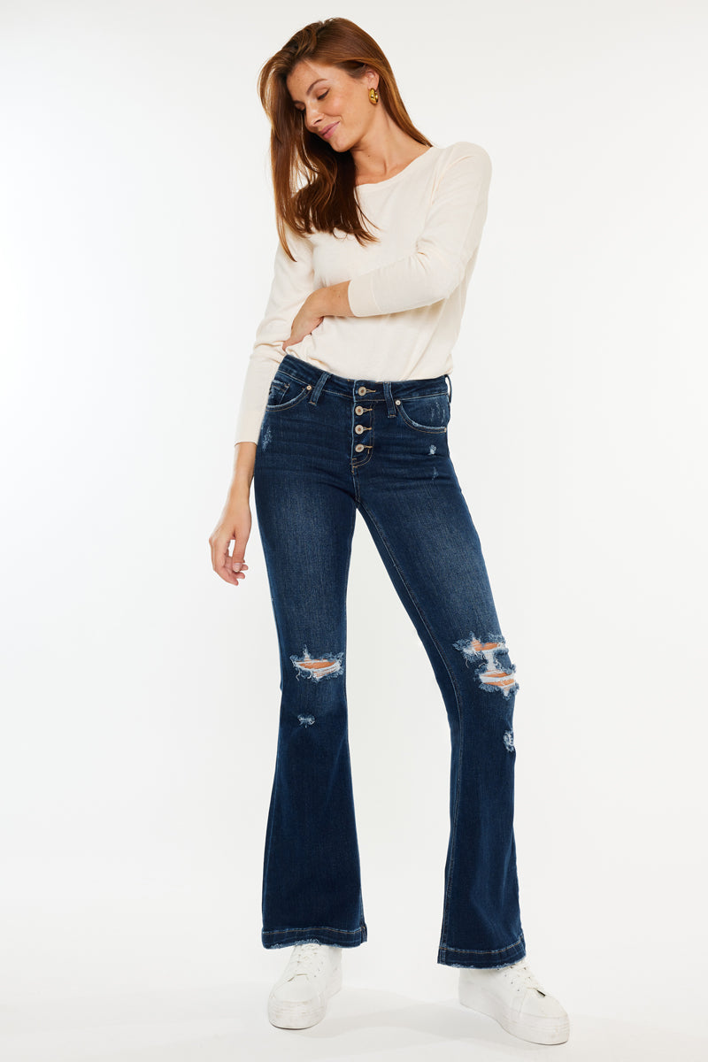 Jaden Mid Rise Flare Jeans (Petite) - Official Kancan USA