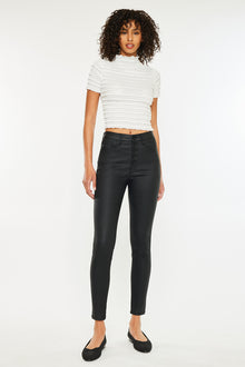 Autumn High Rise Faux Leather Ankle Skinny Pants - Official Kancan USA