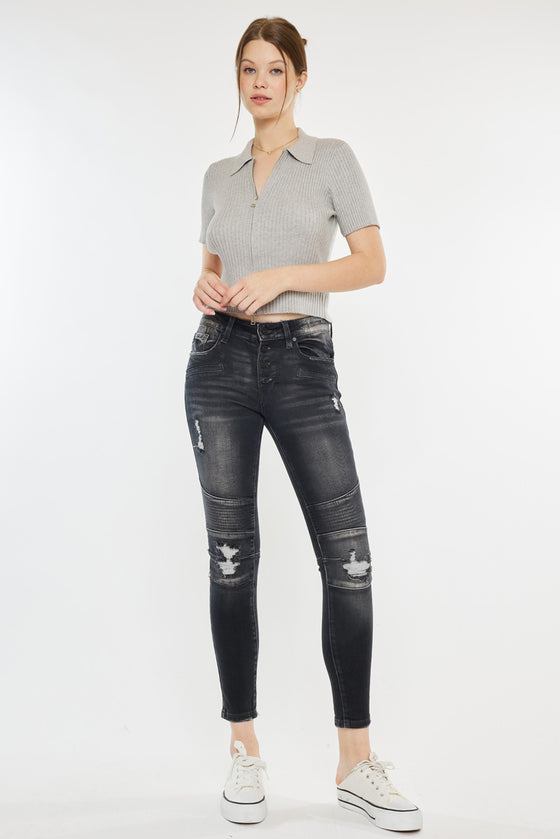 Peyton Mid Rise Moto Super Skinny Jeans - Official Kancan USA