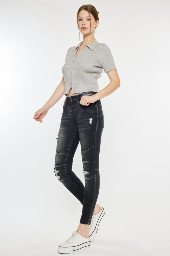 Peyton Mid Rise Moto Super Skinny Jeans - Official Kancan USA