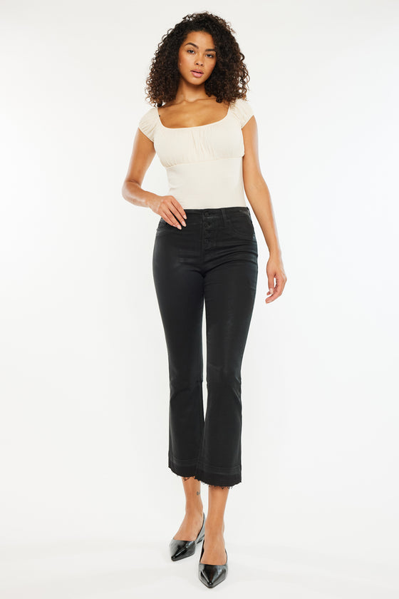 Rosé High Rise Faux Leather Kick-Flare Pants - Official Kancan USA