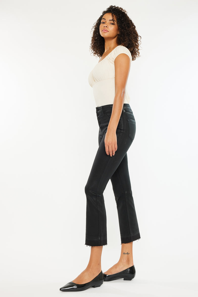 Rosé High Rise Faux Leather Kick-Flare Pants - Official Kancan USA
