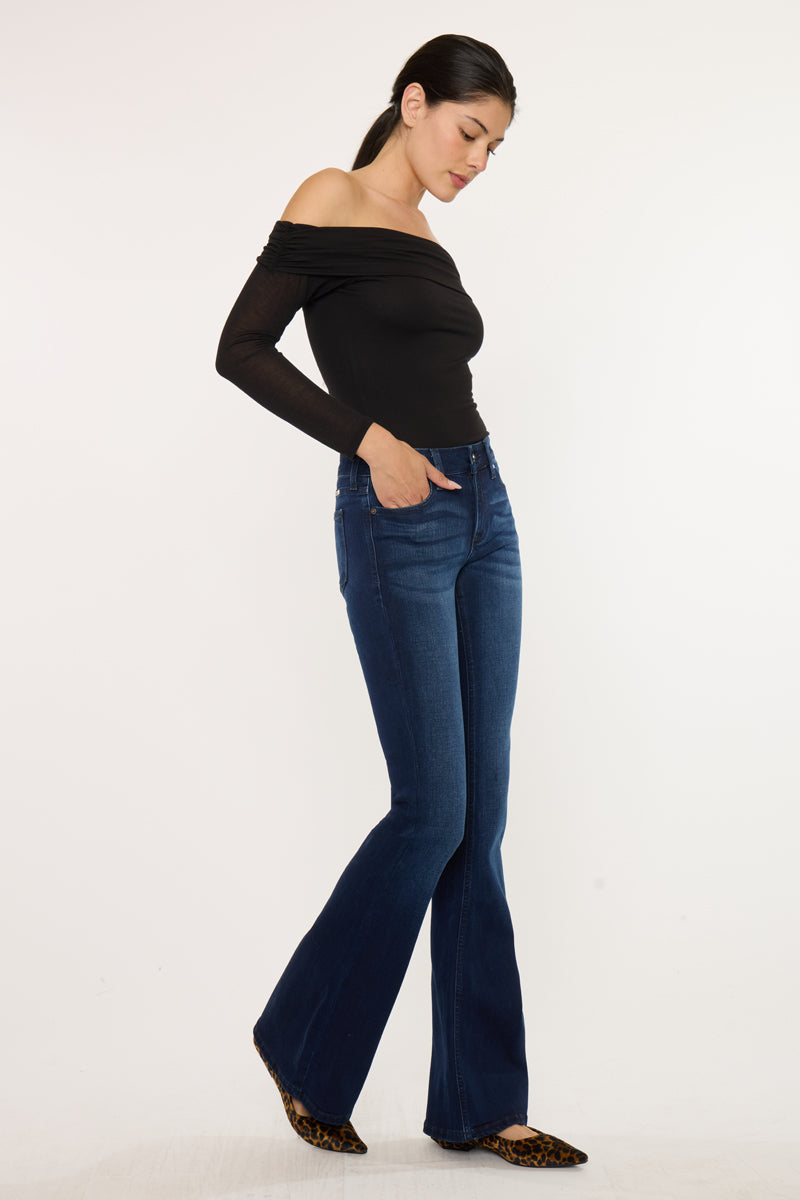 Trisha Mid Rise Classic Flare Jeans