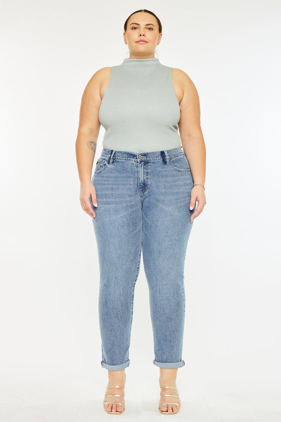 Carmelita  Mid Rise Slim Boyfriend Jeans (Plus Size) - Official Kancan USA