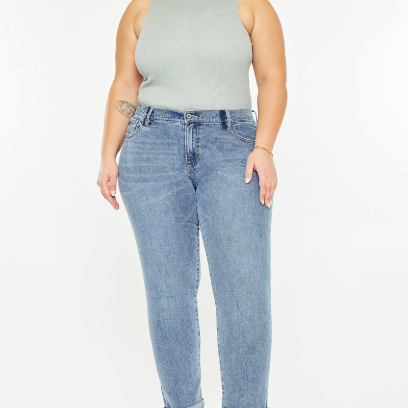 Carmelita  Mid Rise Slim Boyfriend Jeans (Plus Size) - Official Kancan USA