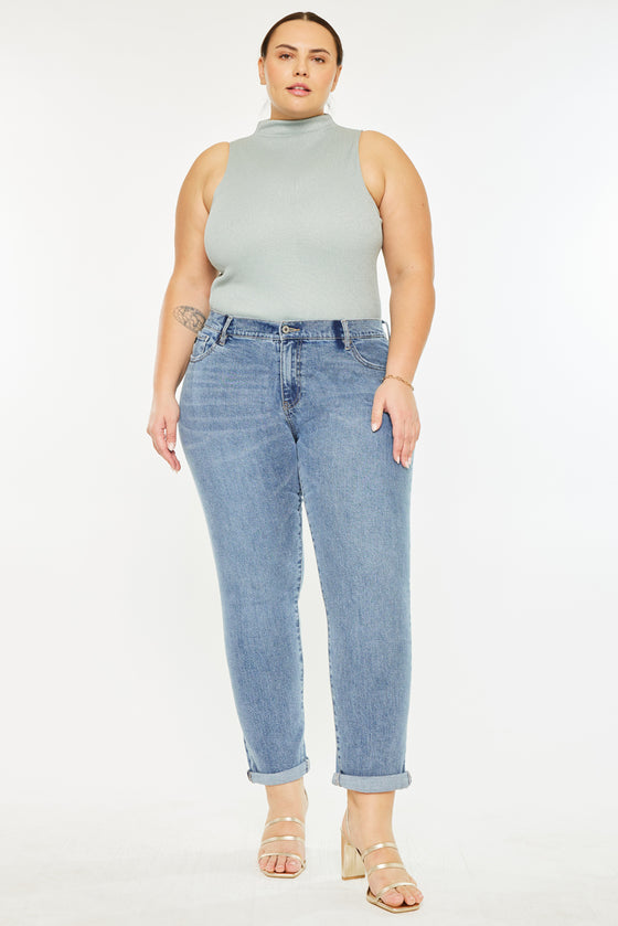 Carmelita  Mid Rise Slim Boyfriend Jeans (Plus Size) - Official Kancan USA