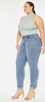 Carmelita  Mid Rise Slim Boyfriend Jeans (Plus Size) - Official Kancan USA