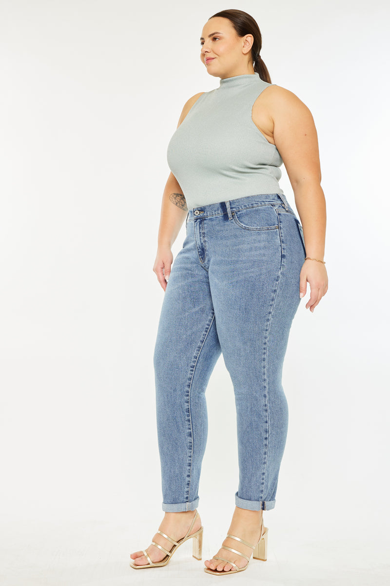 Carmelita  Mid Rise Slim Boyfriend Jeans (Plus Size) - Official Kancan USA
