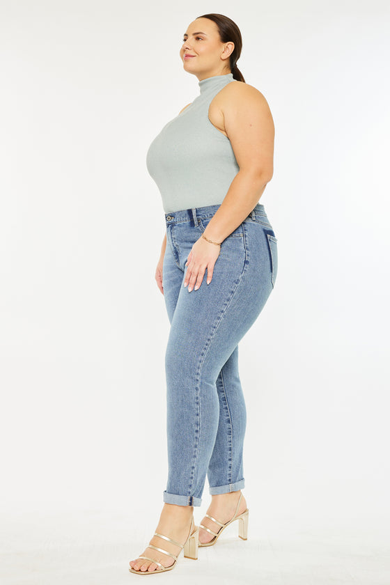 Carmelita  Mid Rise Slim Boyfriend Jeans (Plus Size) - Official Kancan USA