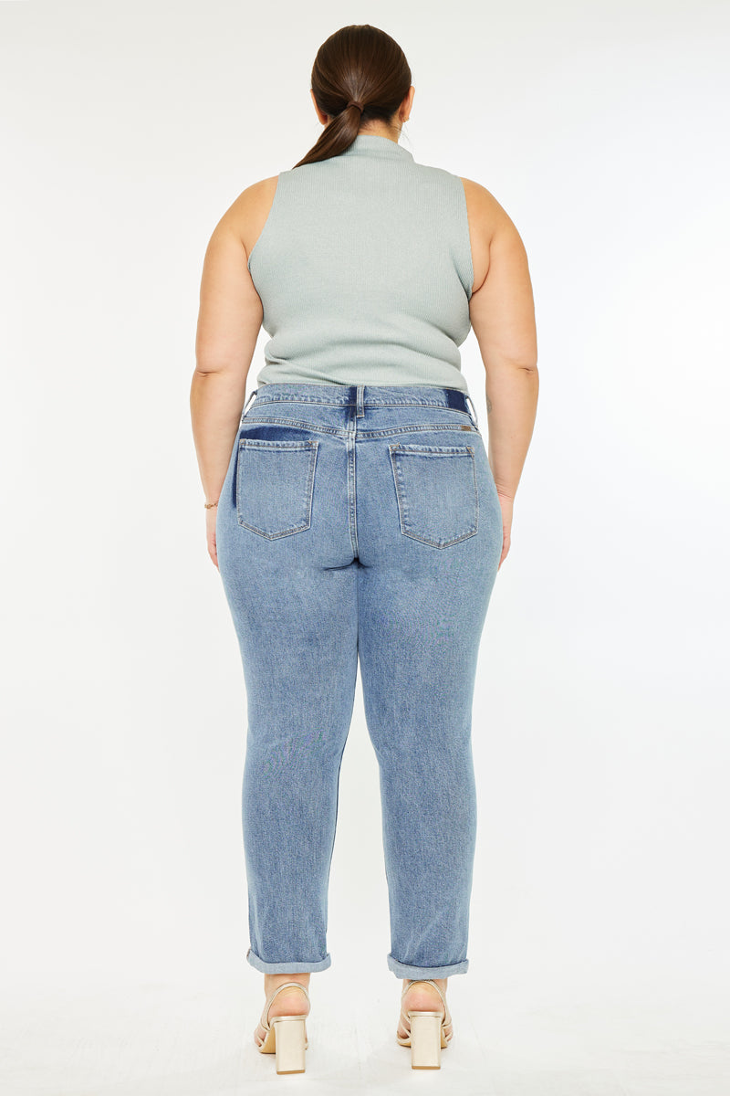 Carmelita  Mid Rise Slim Boyfriend Jeans (Plus Size) - Official Kancan USA