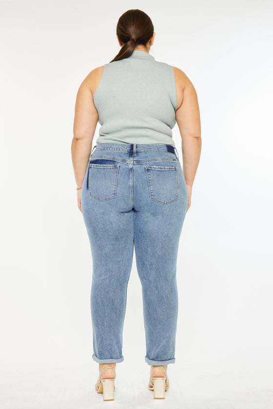 Carmelita  Mid Rise Slim Boyfriend Jeans (Plus Size) - Official Kancan USA