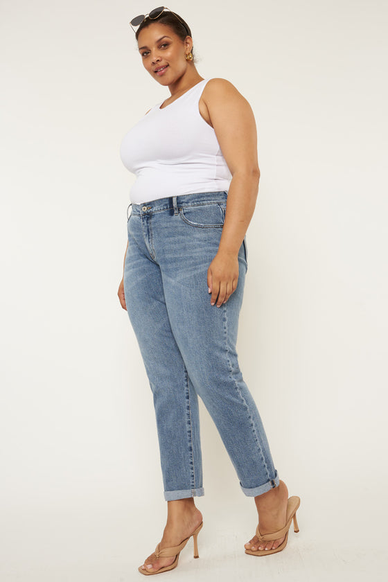 Carmelita  Mid Rise Slim Boyfriend Jeans (Plus Size) - Official Kancan USA