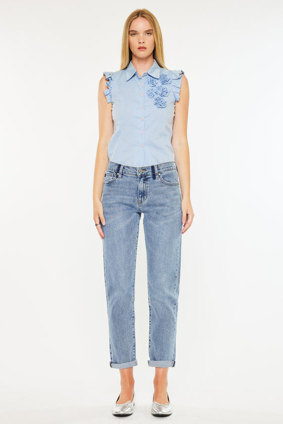 Lindsey Mid Rise Slim Boyfriend Jeans - Official Kancan USA