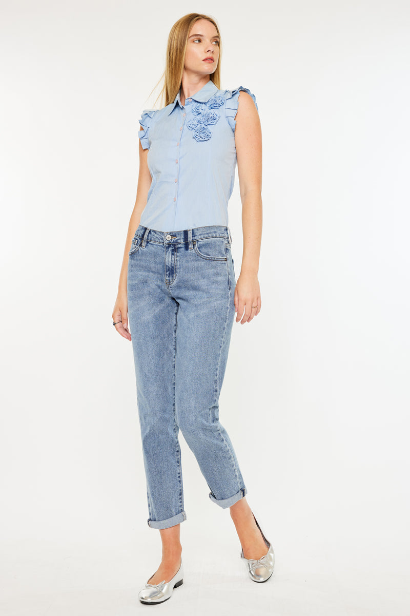 Lindsey Mid Rise Slim Boyfriend Jeans - Official Kancan USA