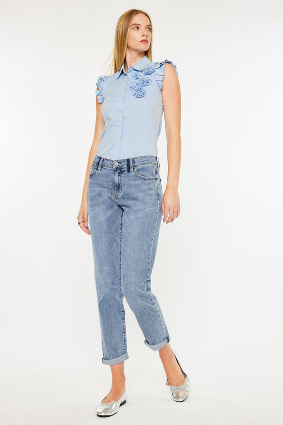 Lindsey Mid Rise Slim Boyfriend Jeans - Official Kancan USA