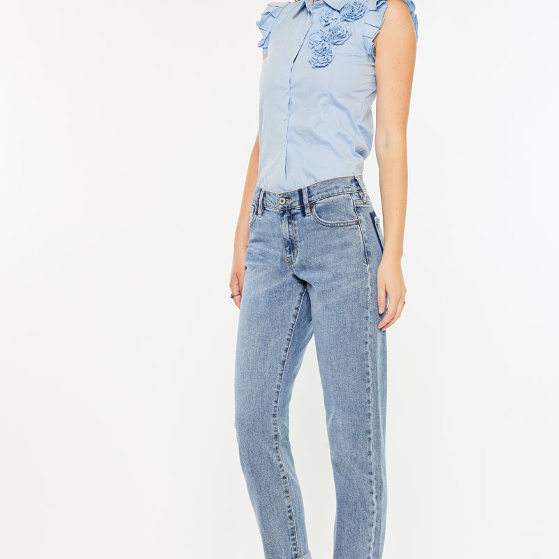 Lindsey Mid Rise Slim Boyfriend Jeans - Official Kancan USA