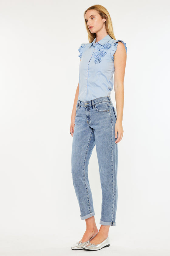 Lindsey Mid Rise Slim Boyfriend Jeans - Official Kancan USA