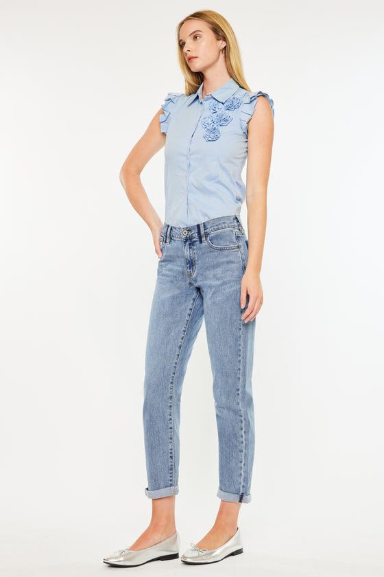 Lindsey Mid Rise Slim Boyfriend Jeans - Official Kancan USA