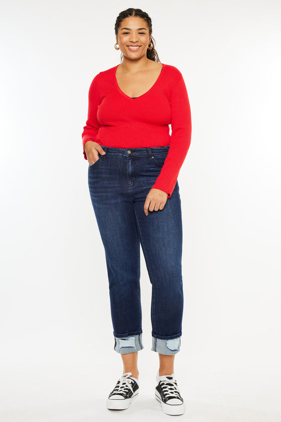 Raven Mid Rise Skinny Straight Leg Jeans (Plus Size) - Official Kancan USA