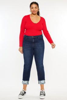  Raven Mid Rise Skinny Straight Leg Jeans (Plus Size) - Official Kancan USA