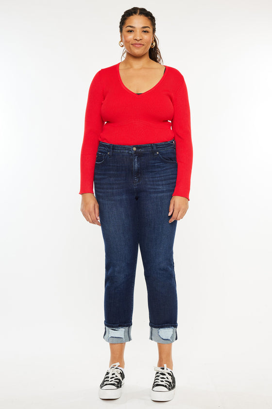 Raven Mid Rise Skinny Straight Leg Jeans (Plus Size) - Official Kancan USA