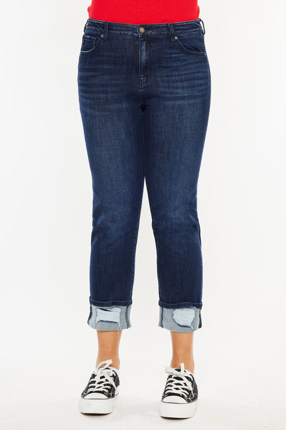 Raven Mid Rise Skinny Straight Leg Jeans (Plus Size) - Official Kancan USA