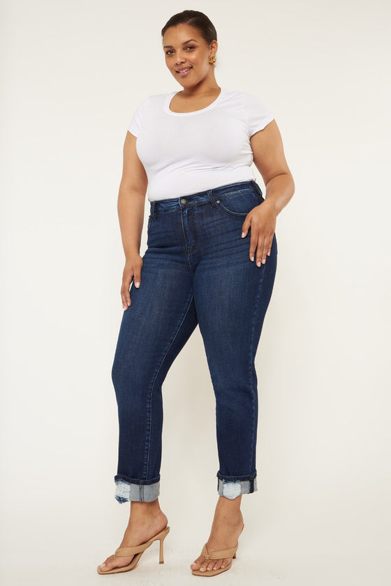 Raven Mid Rise Skinny Straight Leg Jeans (Plus Size) - Official Kancan USA