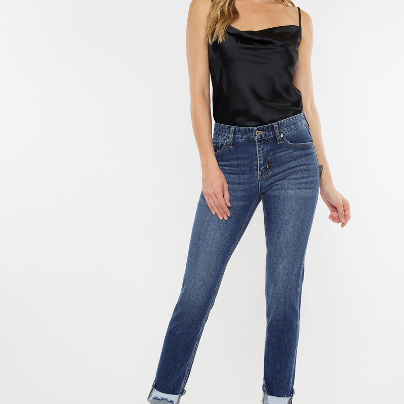 Cane Mid Rise Slim Straight Leg Jeans - Official Kancan USA