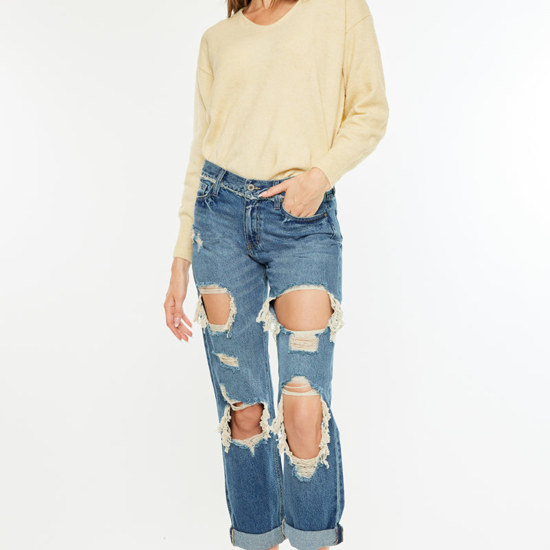 Noel Mid Rise Boyfriend Jeans - Official Kancan USA
