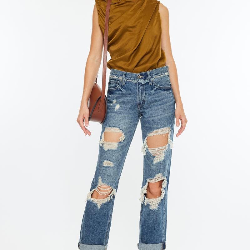 Janelle Mid Rise Boyfriend Jeans - Official Kancan USA