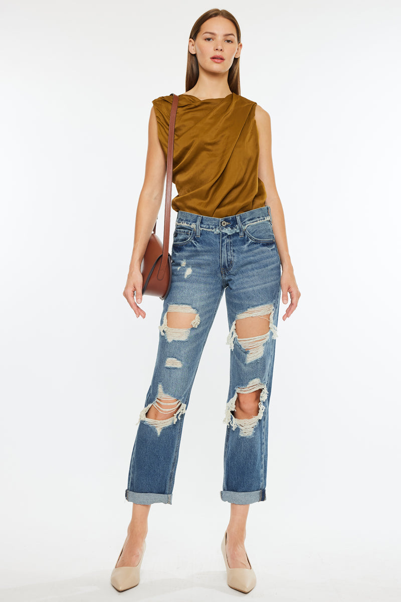 Janelle Mid Rise Boyfriend Jeans - Official Kancan USA