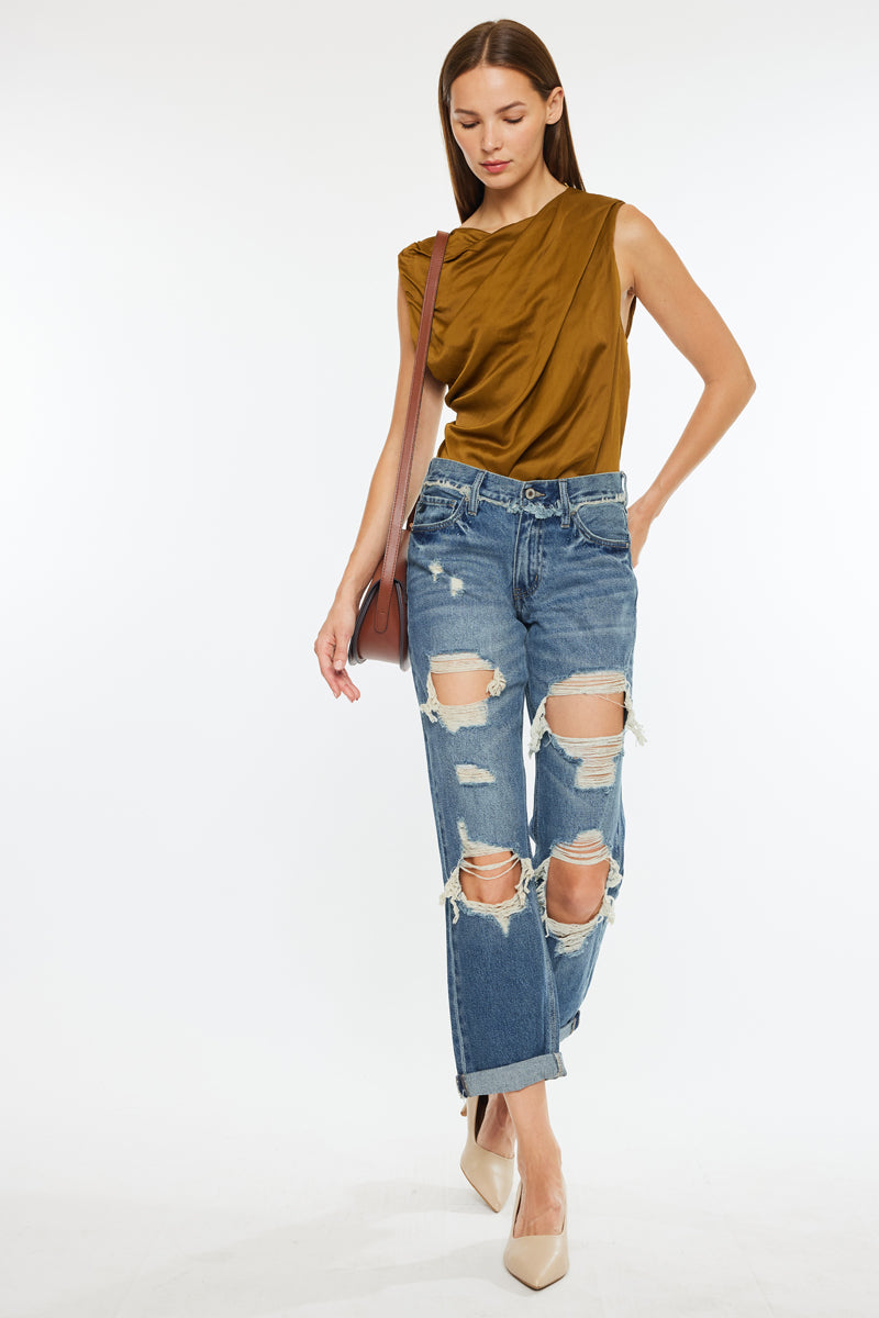 Janelle Mid Rise Boyfriend Jeans - Official Kancan USA