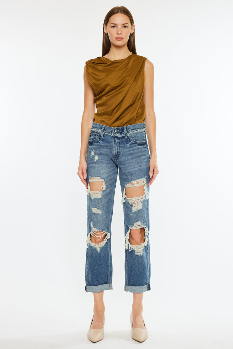 Janelle Mid Rise Boyfriend Jeans - Official Kancan USA