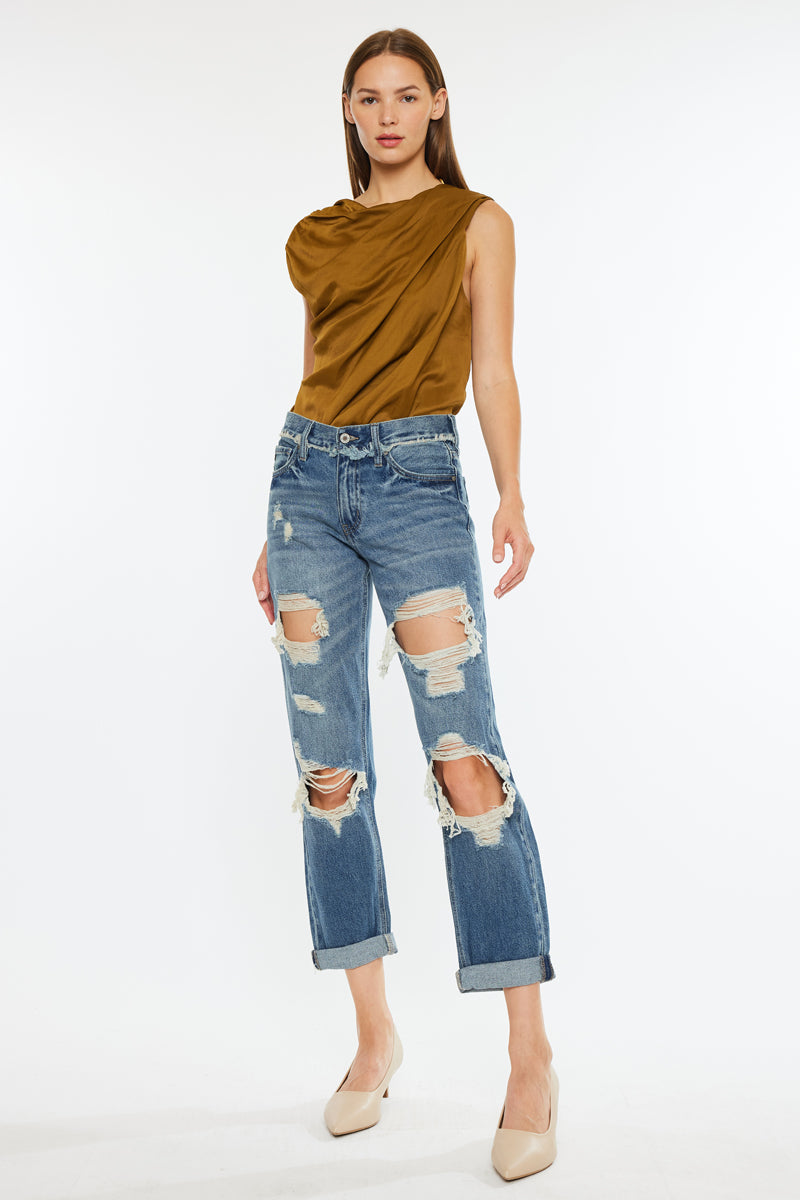 Janelle Mid Rise Boyfriend Jeans - Official Kancan USA