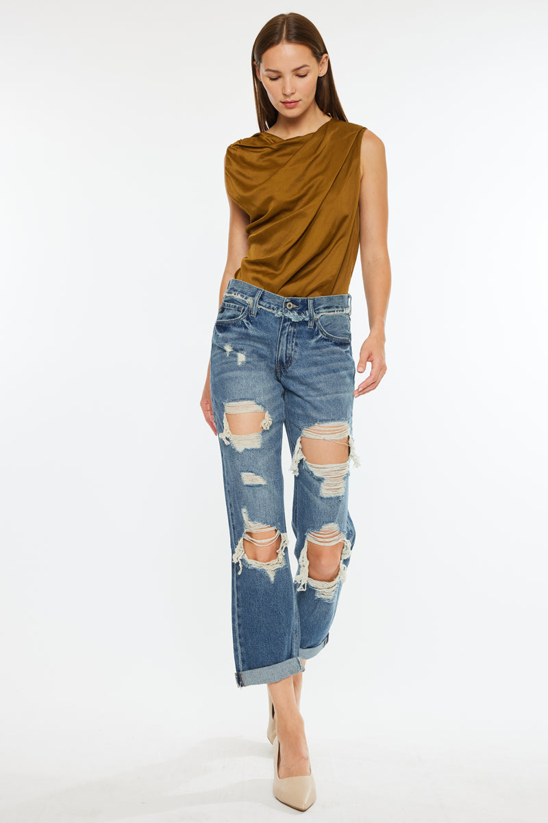 Janelle Mid Rise Boyfriend Jeans - Official Kancan USA