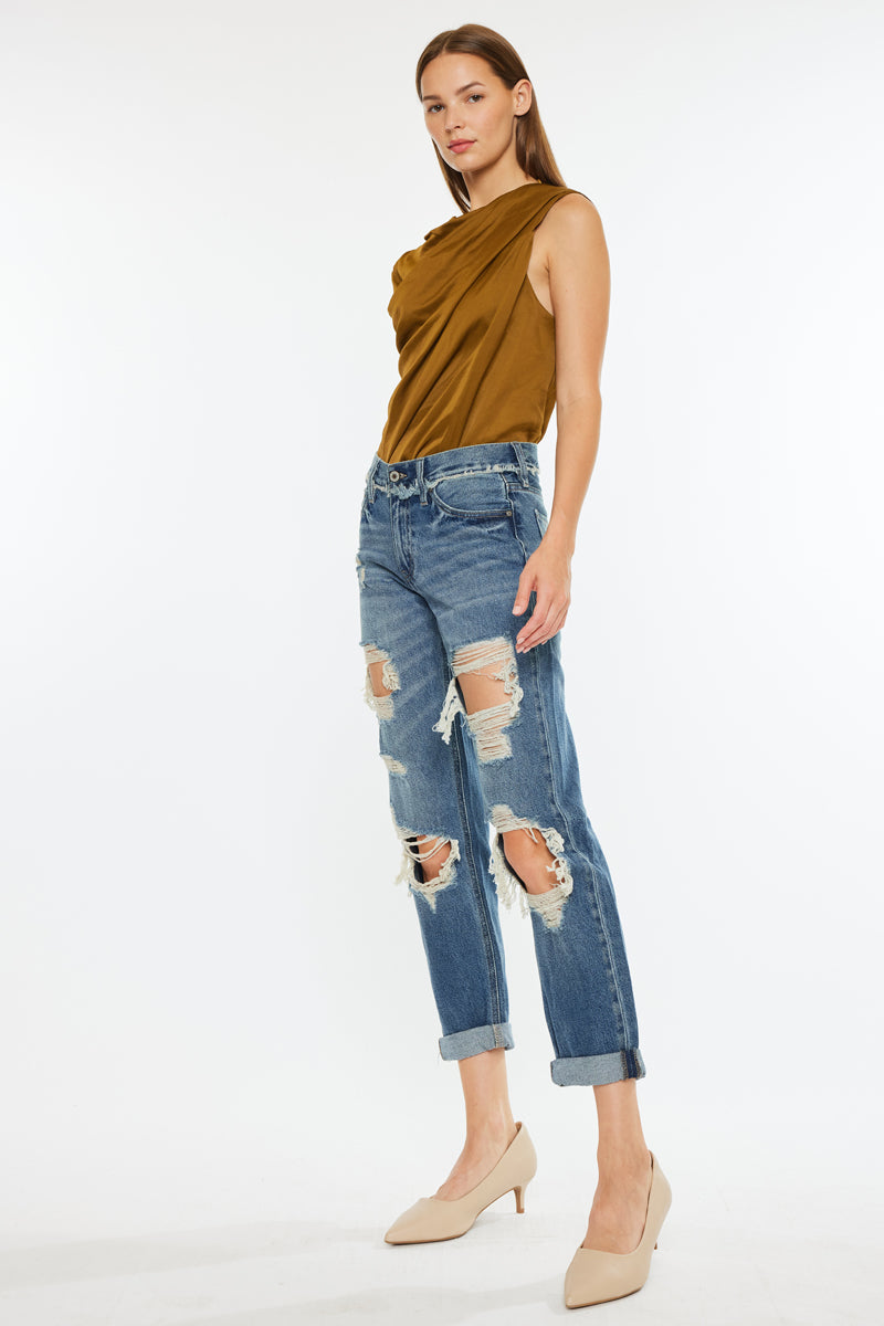 Janelle Mid Rise Boyfriend Jeans - Official Kancan USA