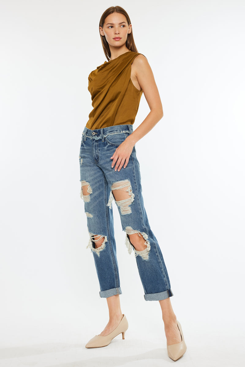 Janelle Mid Rise Boyfriend Jeans - Official Kancan USA